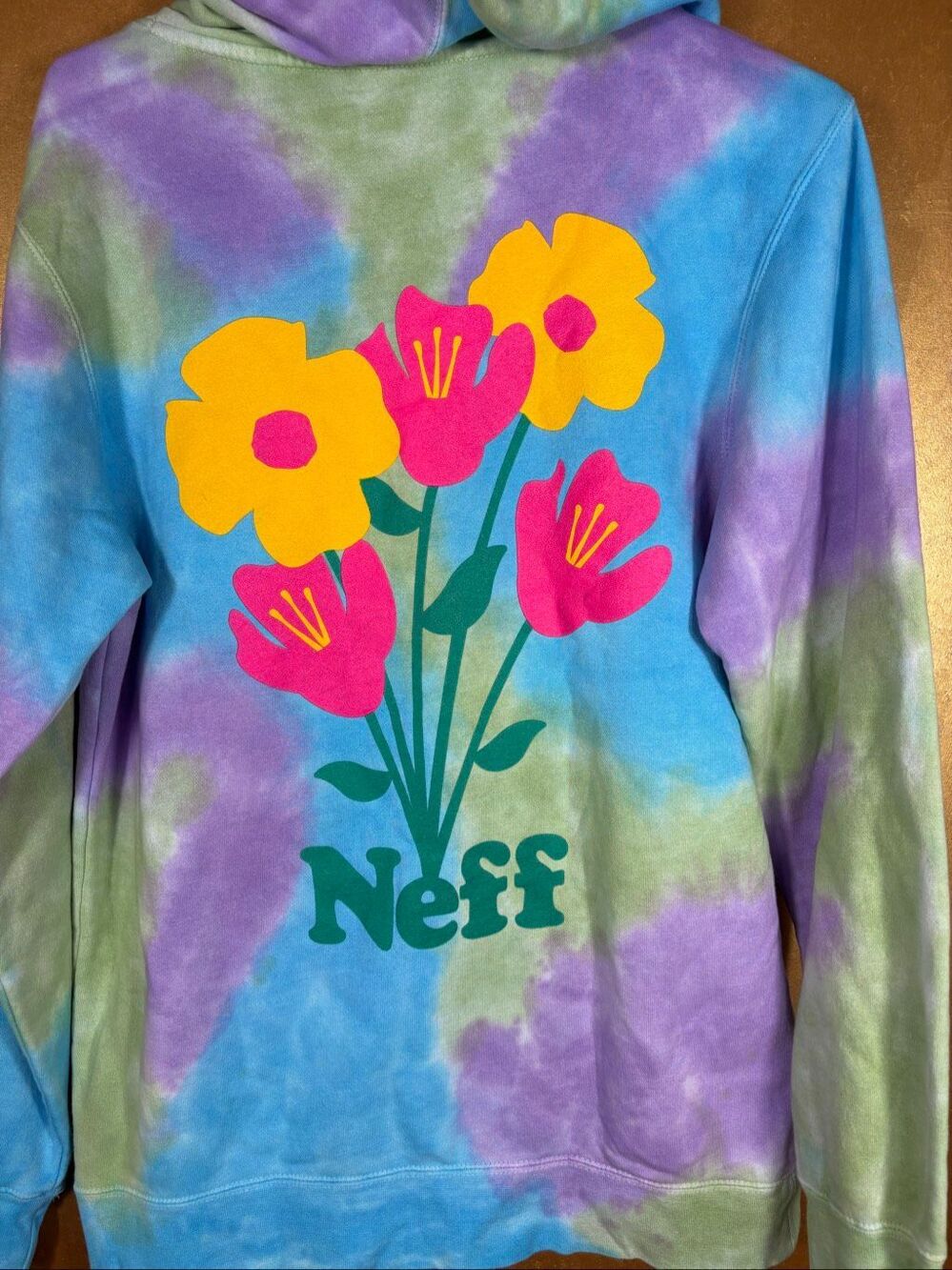 Neff Tie dye floral graphic pullover hoodie size S unisex - Picture 3 of 6